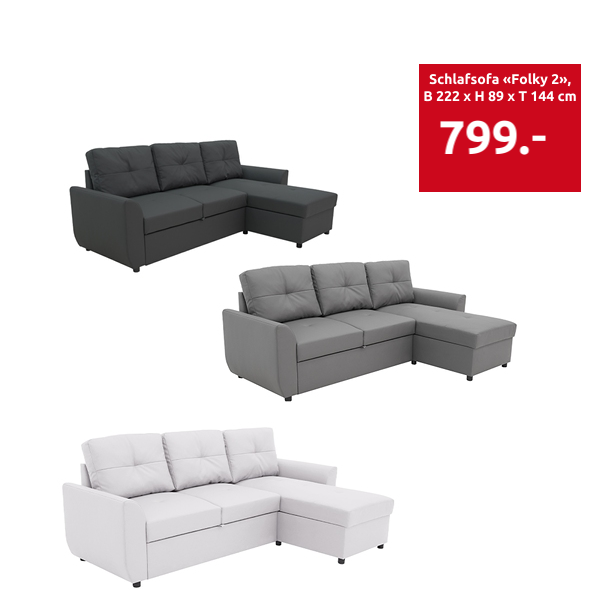 Schlafsofa «Folky 2», B 222 x H 89 x T 144 cm