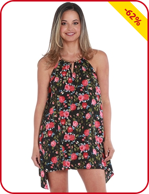 Tunika mit Schmuckelement, schwarz bedruckt