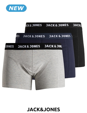 JACK&JONES Boxer «Anthony», 3er-Pack, grau/blau/schwarz