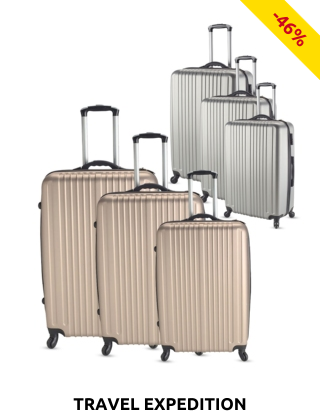 TRAVEL EXPEDITION Kofferset «Locarno», 3-teilig, H 57/67/77 cm, light, champagne