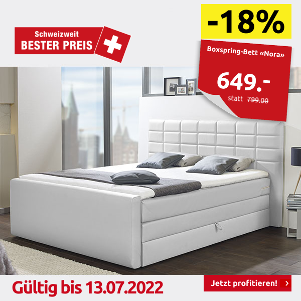 Boxspring-Bett «Nora», weiss, 120 x 200 cm, 1 Box, 1 Matratze