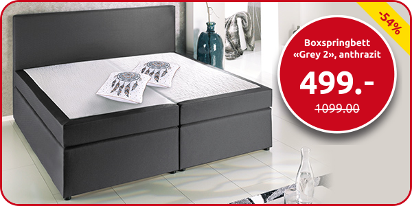Boxspring-Bett «Grey 2», feste Matratze, 160 x 200 cm, anthrazit