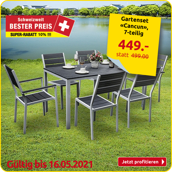 Gartenset «Cancun», 7-teilig, weiss/ grau