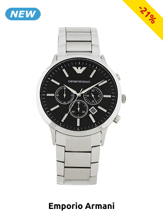 EMPORIO ARMANI Herrenuhr mit Datumsanzeige, silberfarben