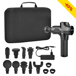 Muskel-Massage Gun, 30 Geschwindigkeiten, 9 Massageköpfe