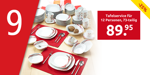 Tafelservice «Nina» für 12 Personen, 73-teilig