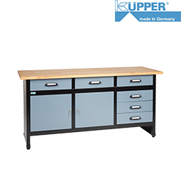 KÜPPER Werkbank 170 cm zilver-zwart (2 deuren, 6 laden) | HORNBACH