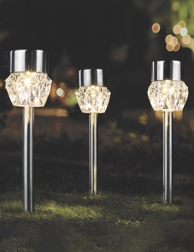 LED-Solarlampen «Cristal», Set 3 Stück