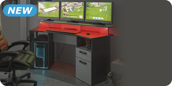 Schreibtisch «Stream» mit LED, grau/schwarz