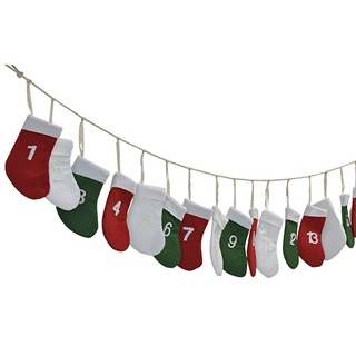 Girlande «Advents-Socken», L 220 cm, grün + weiss + rot