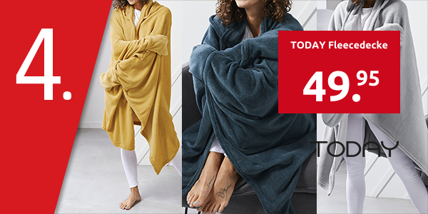 TODAY Fleecedecke mit Kapuze und Handschuhen, 165 x 115 cm, grau