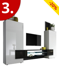 Wohnwand «Bahamas», weiss/schwarz