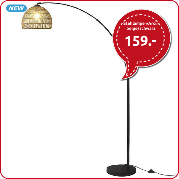 Stehlampe «Arc», beige/schwarz