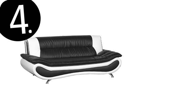 Sofa «Glam», 3-Sitzer, B 201 cm, schwarz-weiss, Lederoptik