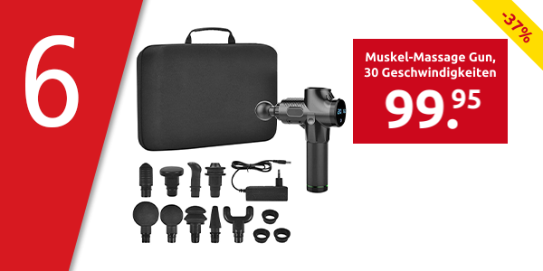 Muskel-Massage Gun, 30 Geschwindigkeiten, 9 Massageköpfe