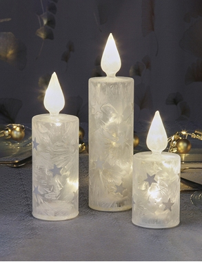 Kerzen «Ice», 3er-Set, mit LED