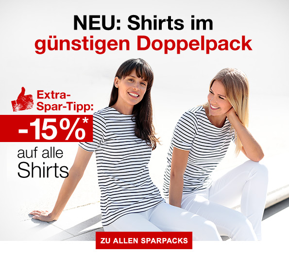 NEU: Shirts im günstigen Doppelpack | Extra-Spar-Tipp: -15%* auf alle Shirts