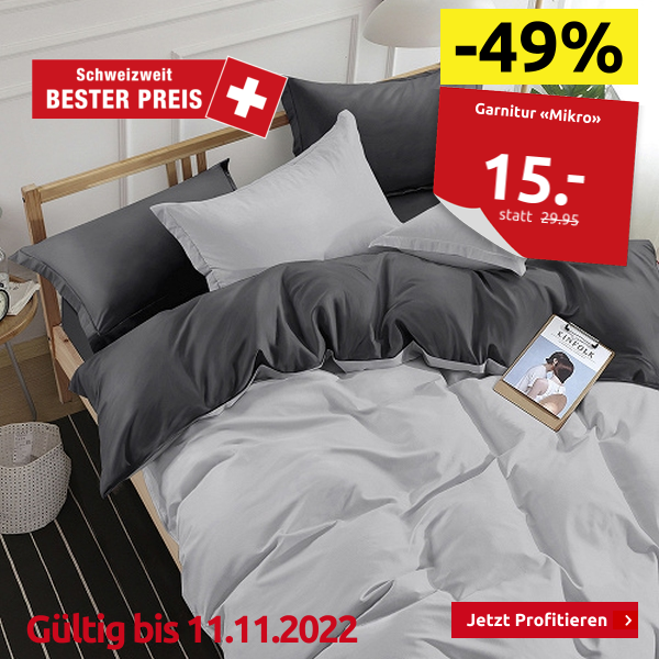 Garnitur «Mikro» 160  x 210 cm + 65 x 100 cm, silber/anthrazit