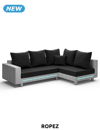 Sofa «Halo», mit LED, B 230 x H 85 x T 160 cm, schwarz/grau