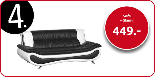 Sofa «Glam», 3-Sitzer, B 201 cm, schwarz-weiss, Lederoptik