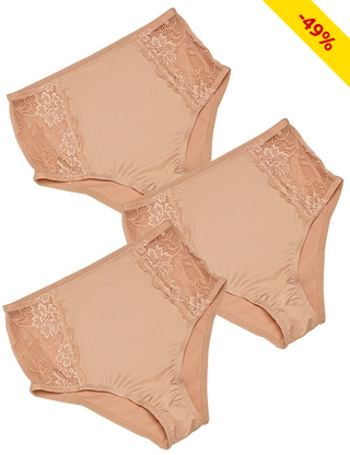 Slips im 3er-Pack, beige