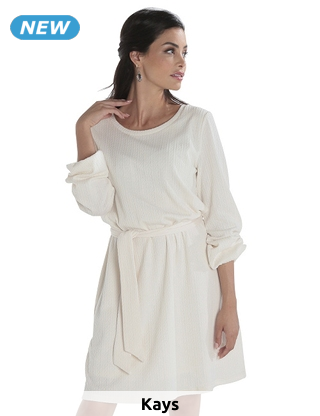 Kleid mit Strickmuster, ecru