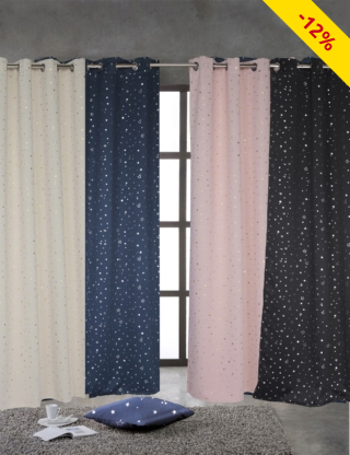 Lichtundurchlässiger Vorhang «Stars», 240 x 140 cm, marine
