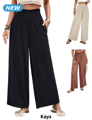 Weite Hose «Irina», mit Smokbund, schwarz