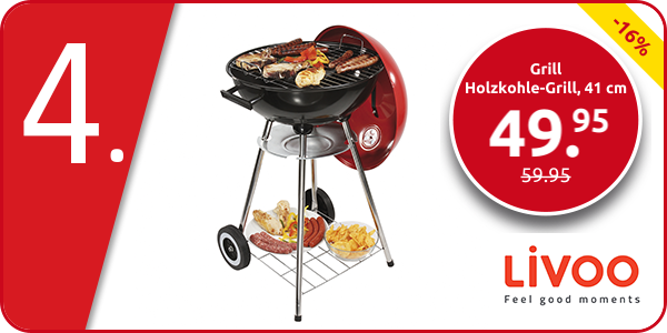 Livoo Grill Holzkohle-Grill, 41 cm