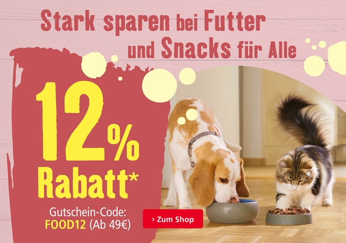 12% Rabatt auf Futter & Snacks