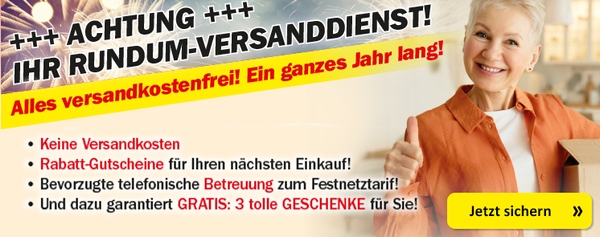 Achtung: Ihr Rundum-Versanddienst! Mehr Infos hier >