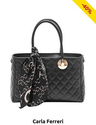 Carla Ferreri Handtasche aus Kalbsleder, mit Foulard, schwarz