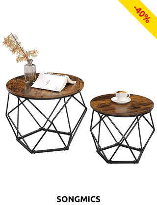 SONGMICS 2er-Set Beistelltische «Indus», schwarz