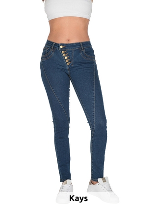 Jeans mit Knopfverschluss, blau