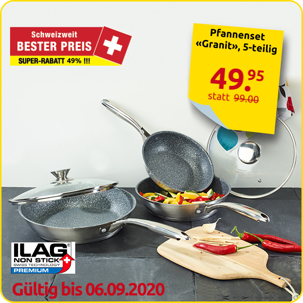 Satiniertes Pfannenset «Granit», 5-teilig