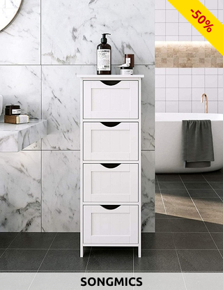 SONGMICS Regal «Nino», 4 Schubladen, B 30 x H 82 x T 30 cm, weiss