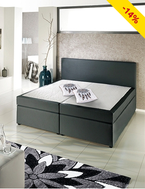 Boxspring-Bett «Grey 2», feste Matratze, 160 x 200 cm, anthrazit