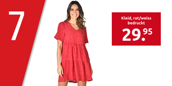 Kleid, rot/weiss bedruckt