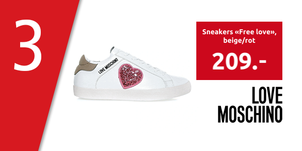 LOVE MOSCHINO Sneakers «Free love», beige/rot