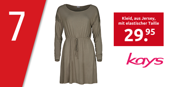Kleid, aus Jersey, mit elastischer Taille, khaki