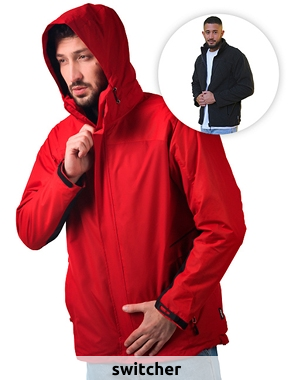 switcher 3/4-Herrenjacke 3-in-1, rot