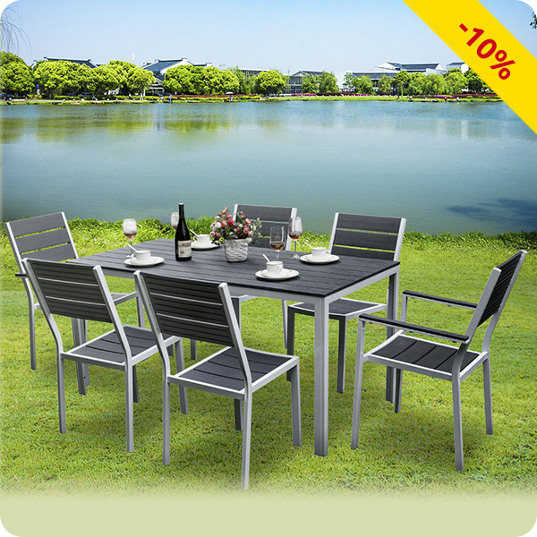 Gartenset «Cancun», 7-teilig, weiss/ grau