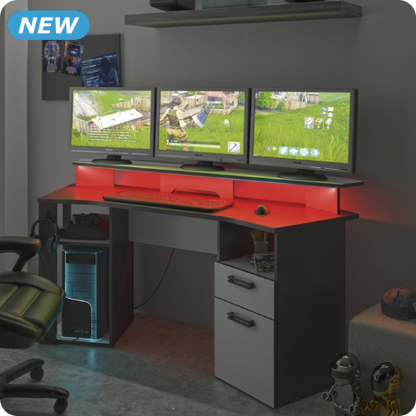 Schreibtisch «Stream», mit LED, grau/schwarz