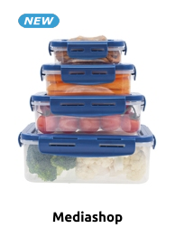 Livington Frischhaltedosen «Flex&Fresh», dehnbarer Deckel, 4er-Set, blau