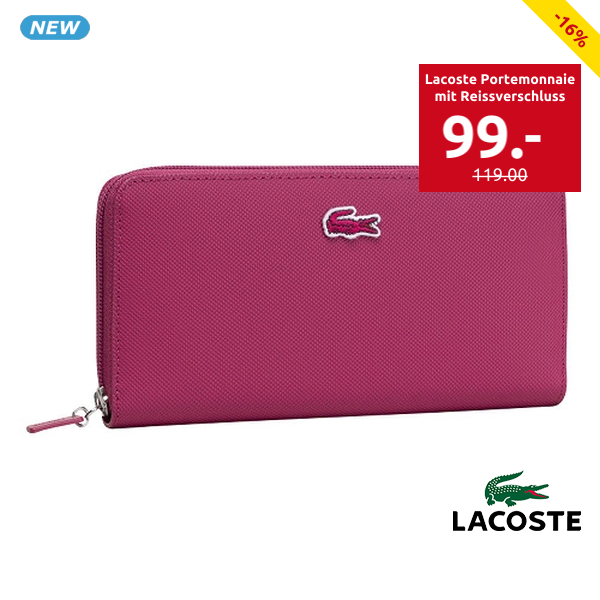 Lacoste Portemonnaie mit Reissverschluss, fuchsia