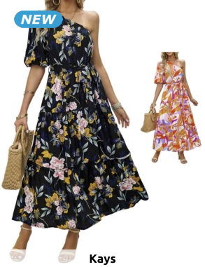 Langes Kleid «Adriana», mit Blumenmuster, schwarz