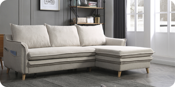 Ecksofa «Ludwig», B 244 cm, ecru