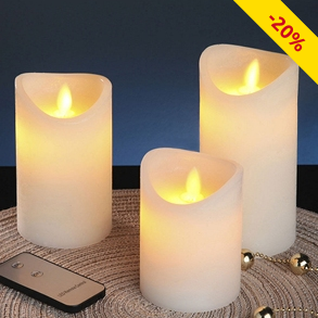 LED-Wachskerzen, 3er-Set, mit Fernbedienung