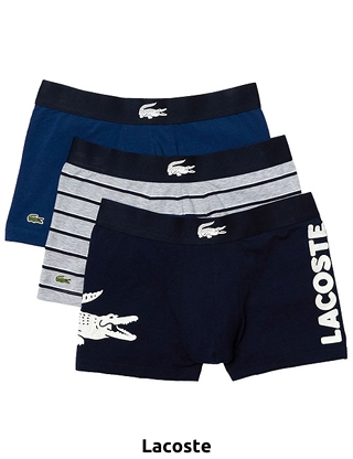 LACOSTE 3er-Pack Boxer, navy + schwarz + grau