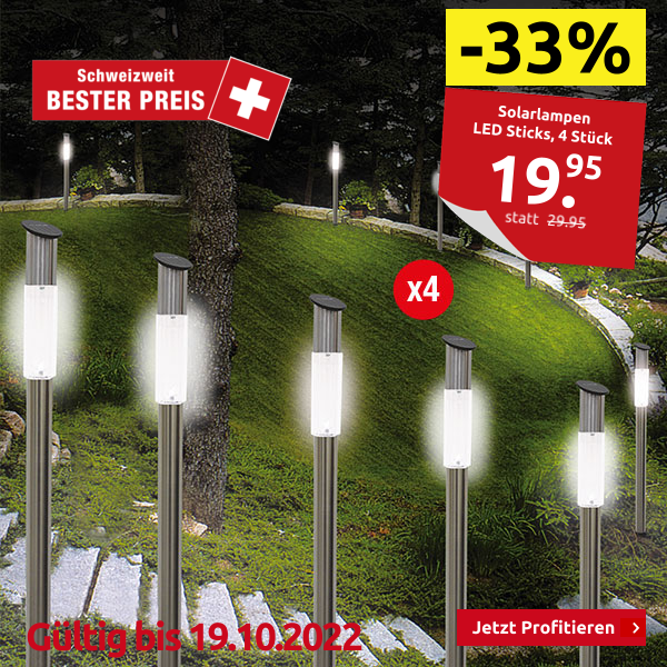 Solarlampen LED Sticks, 4 Stück